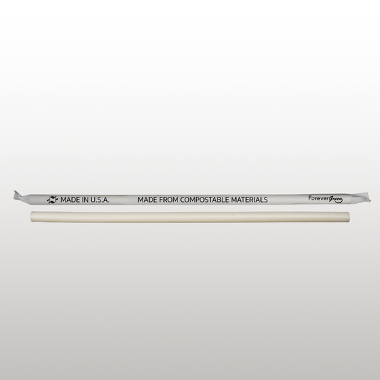 Wrapped 10.25" x 0.27" Sustainable White Giant Drinking Straws 1,850 CT